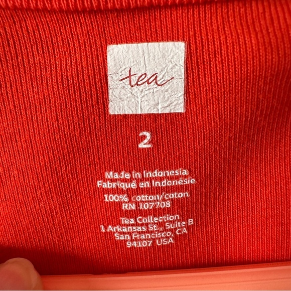 Tea Collection Girls 2T Red Geometric Long Sleeve  Dress - Picture 4 of 7